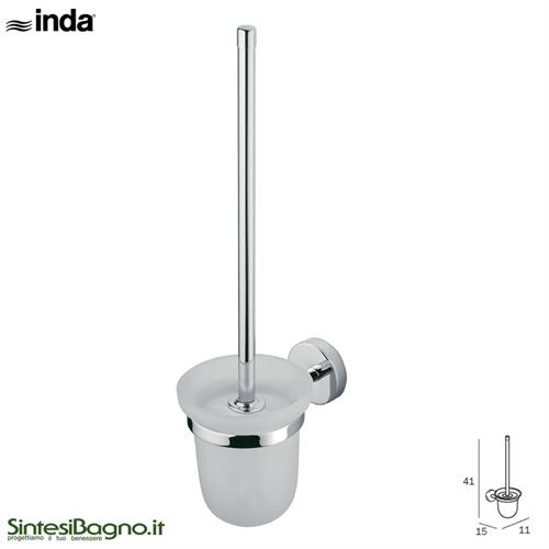 Wall-mounted toilet brush holder, with satined glass dish. INDA/FORUM Series