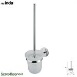 Wall-mounted toilet brush holder, with satined glass dish. INDA/FORUM Series