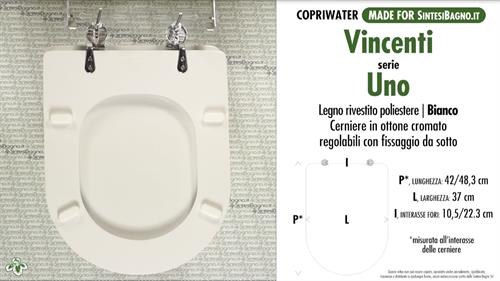WC-Sitz MADE für wc UNO VINCENTI Modell. Typ GEWIDMETER. Polyester mit holzkern