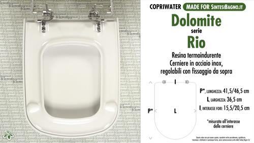 COPRIWATER per wc RIO. DOLOMITE. Ricambio DEDICATO. Duroplast