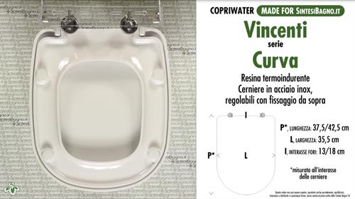WC-Sitz MADE für wc CURVA VINCENTI Modell. Typ GEWIDMETER. Duroplast