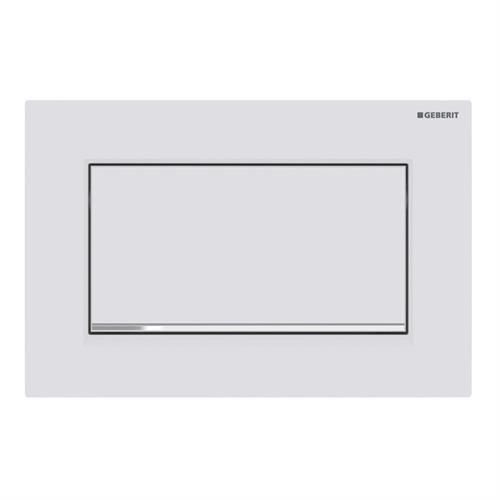Geberit flush plate Sigma30. White matt coated. gloss chrome-plated