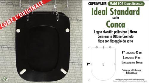 WC-Seat MADE for wc CONCA IDEAL STANDARD Model. BLACK. Type DEDICATED