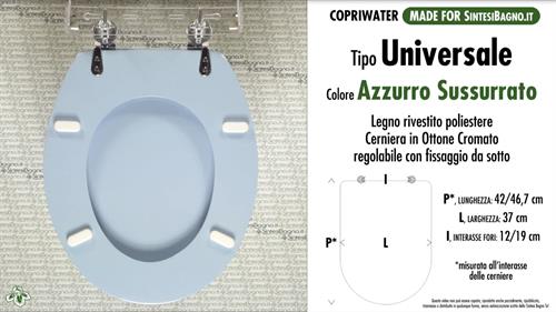 WC-Sitz UNIVERSAL Modell. Polyester mit holzkern. AZZURRO SUSSURRATO