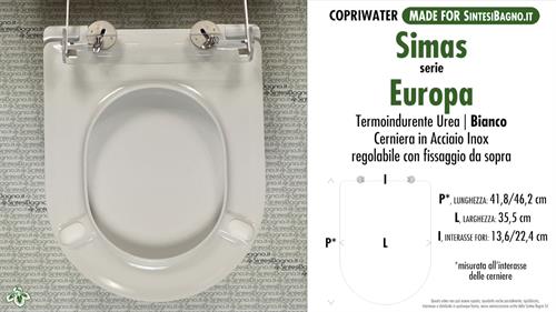 Abattant wc MADE pour EUROPA/SIMAS modèle. SOFT CLOSE. PLUS Quality. Duroplast