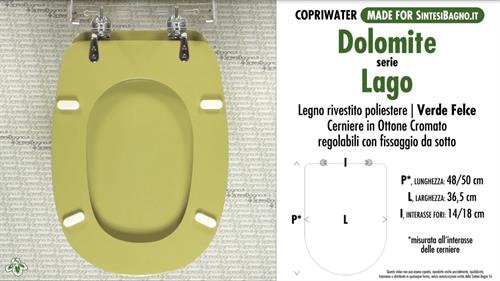 Abattant wc MADE pour LAGO (lungo) DOLOMITE modèle. FOUGÈRE. Type DÉDIÉ