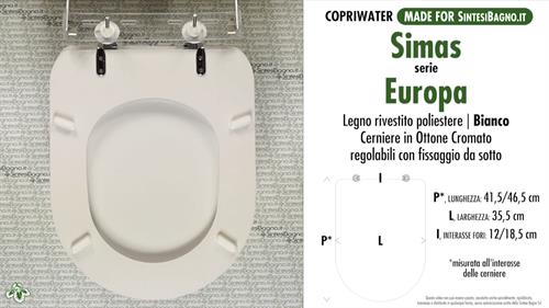 WC-Sitz MADE für wc EUROPA/SIMAS Modell. Typ GEWIDMETER. Polyester mit holzkern