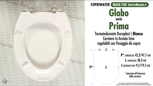 WC-Sitz MADE für wc PRIMA GLOBO Modell. Typ GEWIDMETER. Fixed EXPA