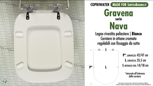 WC-Sitz MADE für wc NAVA GRAVENA Modell. Typ GEWIDMETER. Polyester mit holzkern