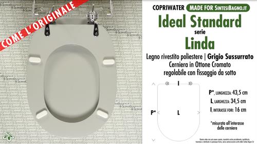 WC-Seat MADE for wc LINDA IDEAL STANDARD Model. WHISPERED GRAY. Type DEDICATED
