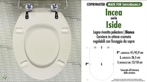 COPRIWATER per wc ISIDE(Attacchi EXPA). INCEA. Ricambio DEDICATO