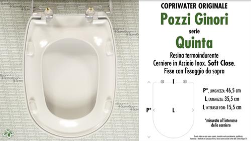 COPRIWATER per wc QUINTA (wc 03340-03315). POZZI GINORI. ORIGINALE. SOFT CLOSE
