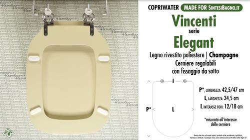 WC-Sitz MADE für wc ELEGANT VINCENTI Modell. CHAMPAGNE. Typ GEWIDMETER