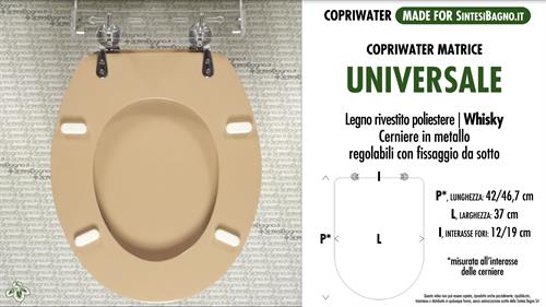 Copriwater MATRICE SINTESIBAGNO “UNIVERSALE”. WHISKY. Forma “OVALE”