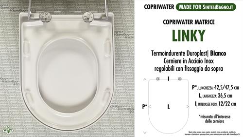 Copriwater MATRICE SINTESIBAGNO “LINKY”. BIANCO. Forma a “D”