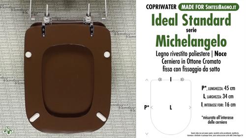 WC-Seat MADE for wc MICHELANGELO/IDEAL STANDARD Model. WALNUT. Type DEDICATED