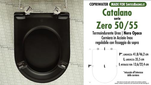WC-Seat MADE for wc ZERO 50/55 CATALANO model. MATT BLACK. SOFT CLOSE