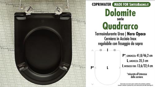 Abattant wc MADE pour QUADRARCO DOLOMITE modèle. NOIR MAT. SOFT CLOSE