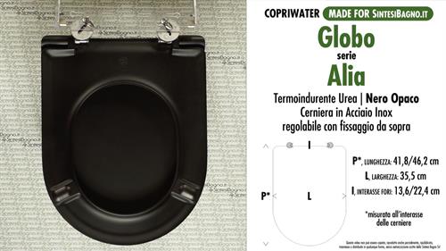 Abattant wc MADE pour ALIA GLOBO modèle. NOIR MAT. SOFT CLOSE. PLUS Quality