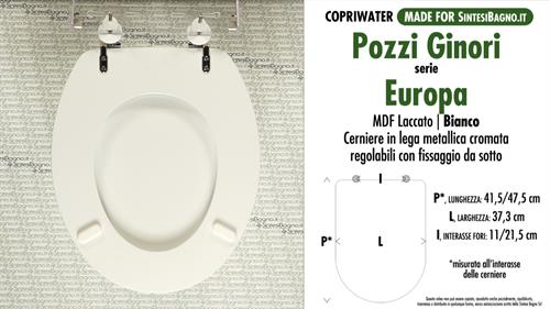 Abattant wc MADE pour EUROPA POZZI GINORI modèle. Type COMPATIBILE