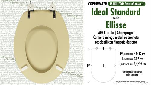 Abattant wc MADE pour ELLISSE IDEAL STANDARD modèle. CHAMPAGNE. Type COMPATIBILE