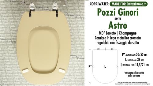 Abattant wc MADE pour ASTRO POZZI GINORI modèle. CHAMPAGNE. Type COMPATIBILE