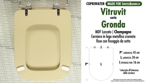Abattant wc MADE pour GRONDA VITRUVIT modèle. CHAMPAGNE. Type COMPATIBILE