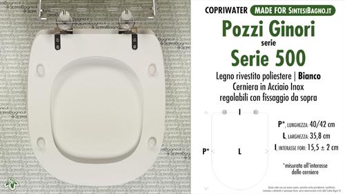 WC-Seat MADE for wc SERIE 500 POZZI GINORI Model. Type DEDICATED. Wood Covered
