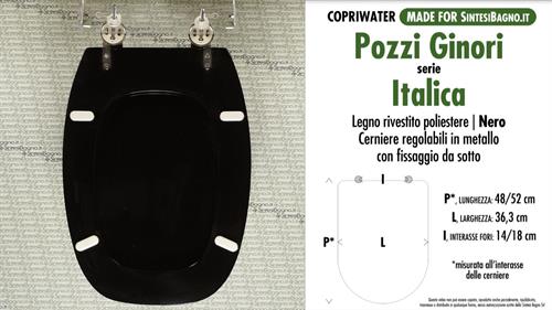 WC-Seat MADE for wc ITALICA POZZI GINORI Model. BLACK. Type DEDICATED