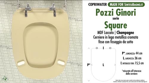 Abattant wc MADE pour SQUARE POZZI GINORI modèle. CHAMPAGNE. Type COMPATIBILE