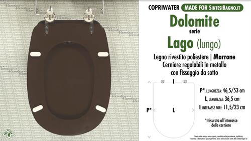 Abattant wc MADE pour LAGO (lungo) DOLOMITE modèle. BRUN. Type DÉDIÉ