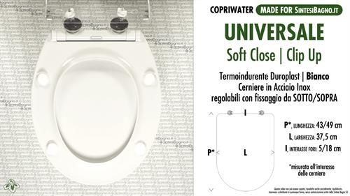 WC-Sitz UNIVERSAL Modell. SOFT CLOSE / CLIP UP. PLUS Quality. Duroplast
