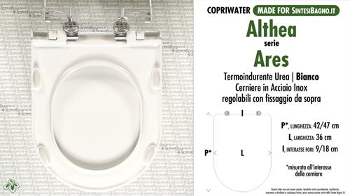 Abattant wc MADE pour ARES ALTHEA modèle. SOFT CLOSE. Type COMPATIBLE