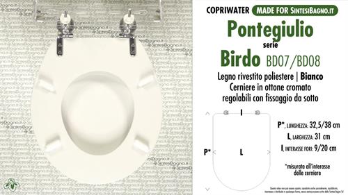 COPRIWATER per wc DISABILI/ANZIANI/COMUNITA’: PONTE GIULIO. Birdo/BD07-BD08