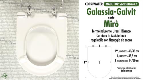 Abattant wc MADE pour MIRO' GALASSIA modèle. PLUS Quality. Duroplast. Fix GOCCIA