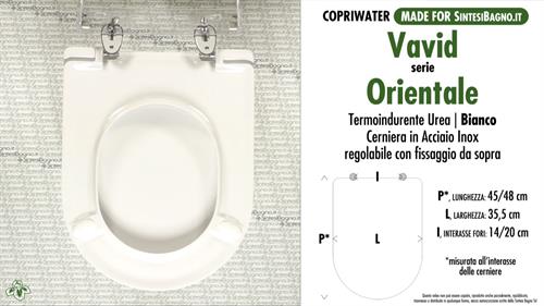 WC-Sitz MADE für wc ORIENTALE VAVID Modell. PLUS Quality. Duroplast. Fix GOCCIA