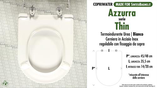 WC-Sitz MADE für wc THIN AZZURRA Modell. PLUS Quality. Duroplast. Fix GOCCIA