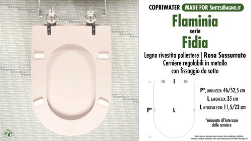 WC-Seat MADE for wc FIDIA FLAMINIA Model. WHISPERED PINK. Type DEDICATED