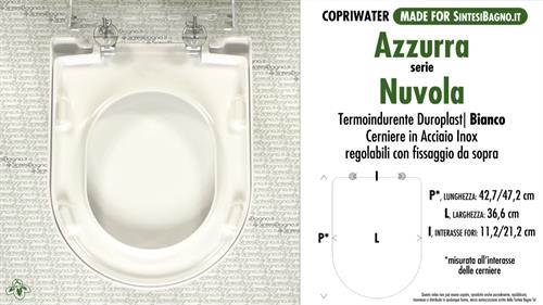Abattant wc MADE pour NUVOLA AZZURRA modèle. SOFT CLOSE. Type DÉDIÉ. Duroplast