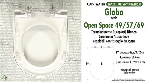 Abattant wc MADE pour OPEN SPACE CONCEPT 49/57/69 GLOBO modèle. SOFT CLOSE