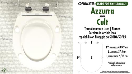 Abattant wc MADE pour CULT AZZURRA modèle. SOFT CLOSE. Type COMPATIBLE