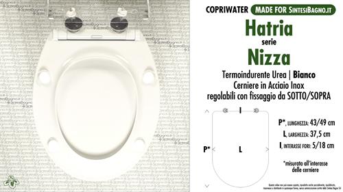Abattant wc MADE pour NIZZA HATRIA modèle. SOFT CLOSE. Type COMPATIBLE