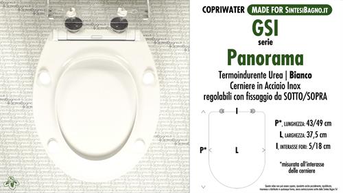 COPRIWATER per wc PANORAMA. GSI. SOFT CLOSE. Ricambio COMPATIBILE. Economico