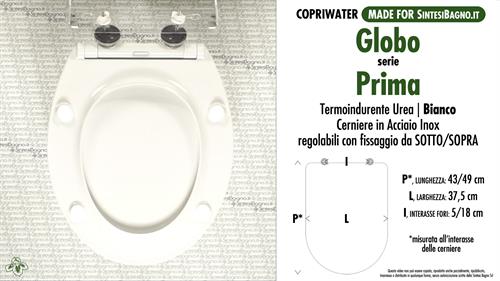 Abattant wc MADE pour PRIMA GLOBO modèle. SOFT CLOSE. Type COMPATIBLE