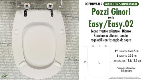 WC-Seat MADE for wc EASY.02 POZZI GINORI Model. Type DEDICATED. Wood Covered