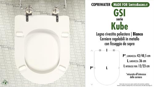 WC-Seat MADE for wc KUBE GSI Model. Type DEDICATED. Wood Covered