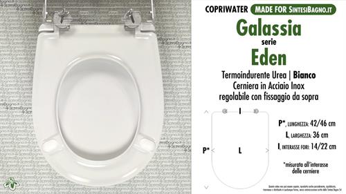 WC-Seat MADE for wc EDEN GALASSIA model. SOFT CLOSE. PLUS Quality. Duroplast