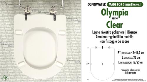 WC-Seat MADE for wc CLEAR OLYMPIA Model. Type DEDICATED. Wood Covered
