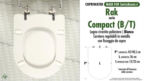 WC-Seat MADE for wc COMPACT (B/T) RAK Model. Type DEDICATED. Wood Covered