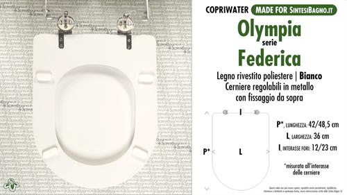 WC-Seat MADE for wc FEDERICA OLYMPIA Model. Type DEDICATED. Wood Covered